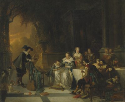 John Dryden lisant un de ses poèmes devant la cour, 1869 - Adrien Ferdinand de Braekeleer
