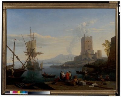 Port avec le Vésuve en arrière-plan - Adrien Manglard