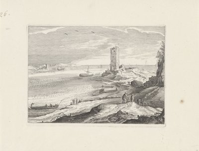 Paysage marin avec la ruine d