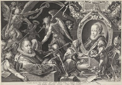 Portrait allégorique de Bartholomeus Spranger et sa femme Christina Muller - Egidius  Sadeler (II)