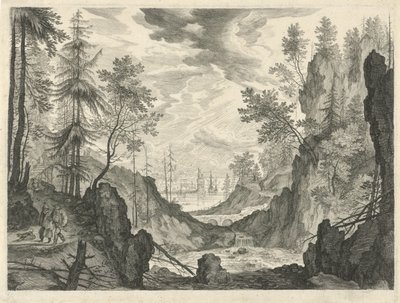 Paysage forestier avec une cascade - Egidius  Sadeler (II)
