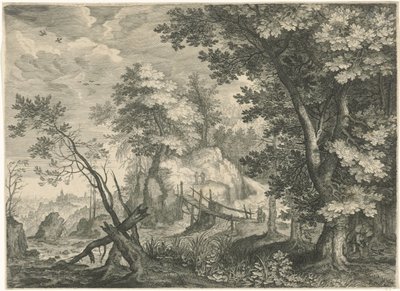 Paysage forestier avec pont en bois (Berglandschappen uit Tirol) - Egidius  Sadeler (II)