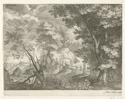 Paysage forestier avec pont en bois - Egidius  Sadeler (II)