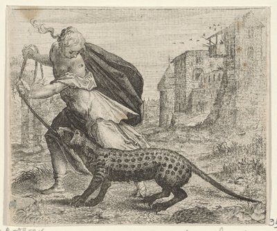 Fable de la femme avec une civette - Egidius  Sadeler (II)