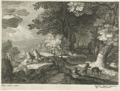 Pont en bois dans un paysage forestier - Egidius  Sadeler (II)