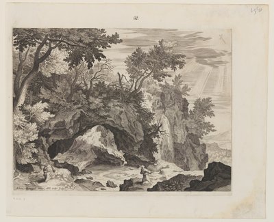 Paysage rocheux avec La stigmatisation de Saint François - Aegidius Sadeler II