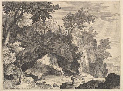 Paysage rocheux avec la stigmatisation de Saint François - Aegidius Sadeler II