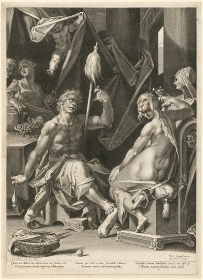 Hercule et Omphale - Aegidius Sadeler II, after Bartholomaeus Spranger