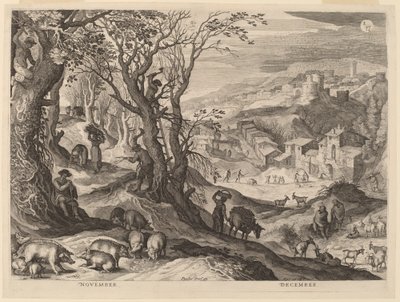 Novembre et décembre - Aegidius Sadeler II after Paul Bril