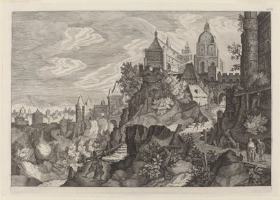Paysage rocheux en Bohême - Aegidius Sadeler II after Pieter Stevens