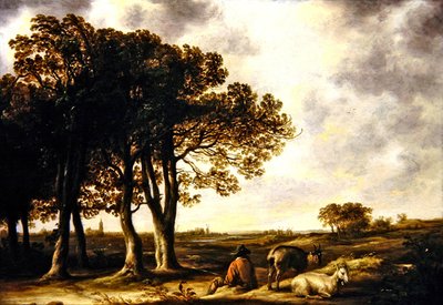 Bergère dans le paysage, vue lointaine d