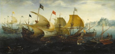 La bataille de Cadix (Navires néerlandais et anglais attaquant l