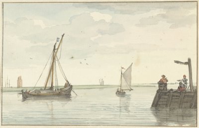 Le phare en pierre et la jetée de Durgerdam - Aert Schouman