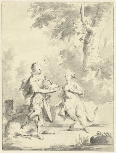 Méléagre donne la tête du sanglier de Calydon à Atalante - Aert Schouman