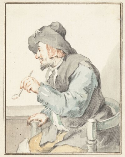 Homme fumant une pipe dans un fauteuil, vers la gauche - Aert Schouman
