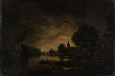 Vue de rivière au clair de lune - Aert van der Neer (manner of)