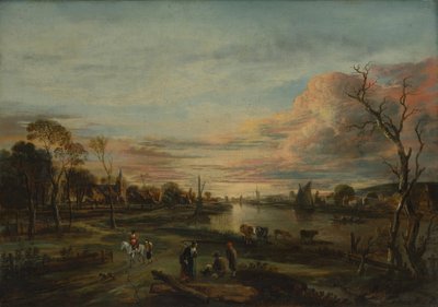Paysage au coucher du soleil, années 1650 - Aert van der Neer