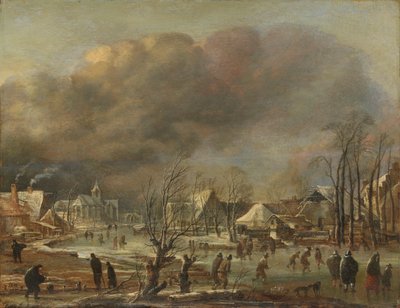 Chute de neige sur un village près d