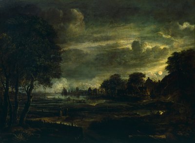 Village au clair de lune - Aert van der Neer