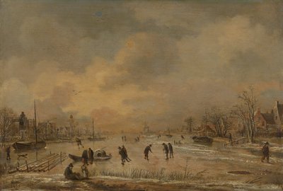 Paysage hivernal avec des maisons - Aert van der Neer
