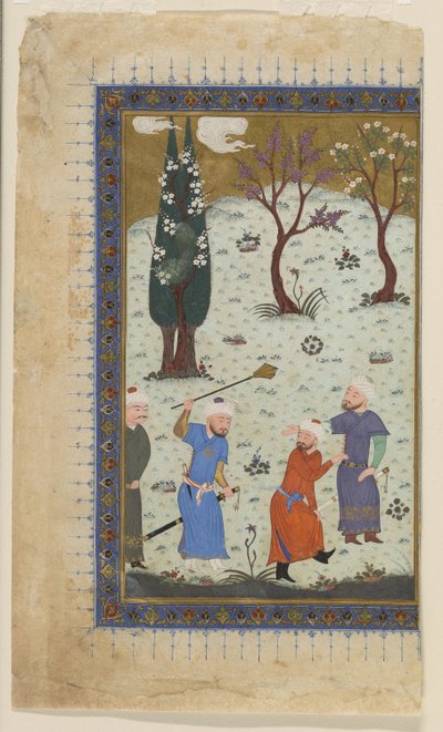 Un prince sur un trône entouré de serviteurs, 1425-30 - Afghan School