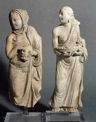 Deux statuettes de moines debout, de Hadda, 1er-4e siècle - Afghan School