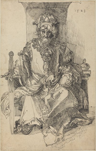 Un souverain oriental assis sur son trône - After Albrecht Dürer