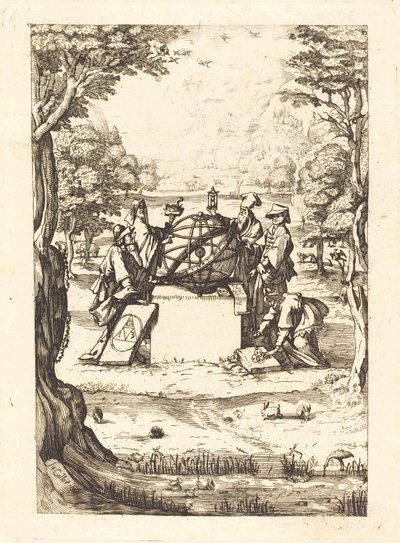 Frontispice pour la Sacrée Cosmologia (Titre avec astrologues) - After Jacques Callot