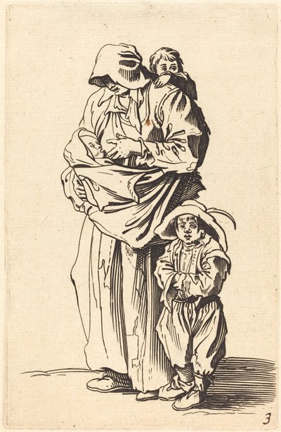 Mère et trois enfants - After Jacques Callot
