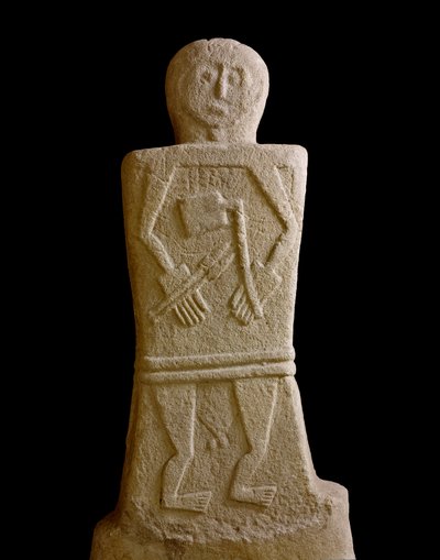 Art préhistorique : stèle masculine de la Selva di Filetto (Filetto II), Âge du Fer (VIIIe-VIe siècle av. J.-C.) Pontremoli, Palais Bocconi - Iron Age