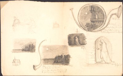 Feuille de Croquis avec Divers Motifs et Notes - Agnes Slott Møller