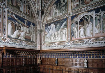 Vue de la chapelle Castellani (ou du Sacrement) décorée de fresques par Agnolo Gaddi (1350-1396), épisodes de la vie de Saint Antoine le Grand - Agnolo Gaddi