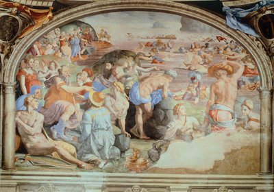 Traversée de la mer Rouge, fresque par Agnolo Bronzino (1503-1572). Chapelle d