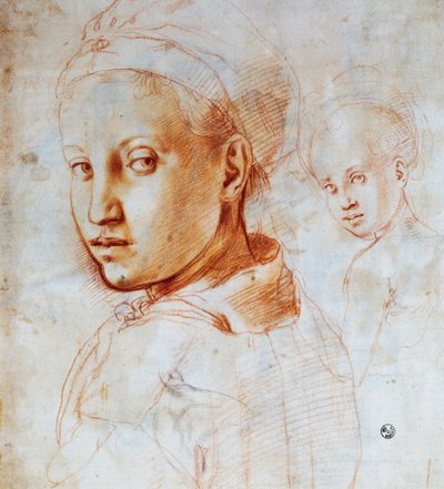 Tête de jeune femme, par Agnolo Bronzino, dessin, Italie - Jacopo Pontormo