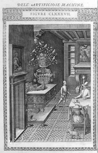 Fontaine avec oiseaux chantants. Projet par Agostino Ramelli, selon « Diverses et Artificieuses Machines » - Agostino (after) Ramelli
