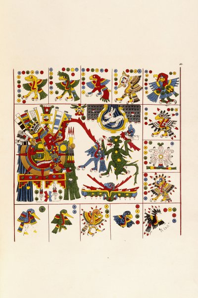 Une page du livre "Antiquités du Mexique : comprenant des fac-similés de peintures et hiéroglyphes anciens mexicains", vers 1830-1848 - Agostino Aglio