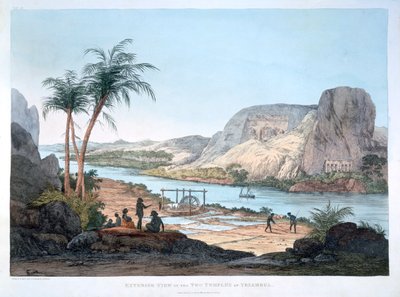Vue extérieure des deux temples à Ybsambul, Égypte, 1820 - Agostino Aglio