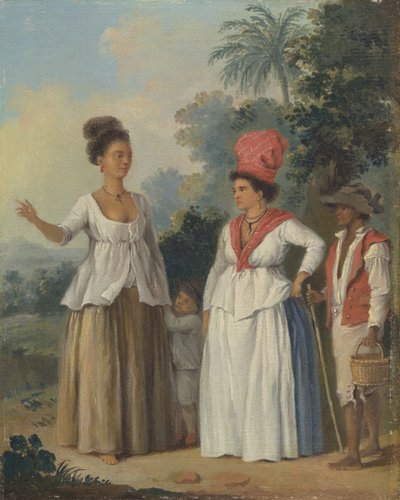 Femmes de couleur des Antilles, avec un enfant et un serviteur noir, vers 1780 - Agostino Brunias