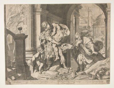 Énée et sa famille fuyant Troie - Agostino Carracci