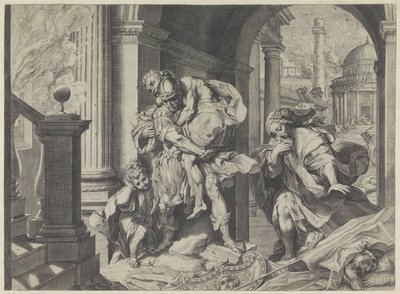 Énée fuit avec sa famille de Troie - Agostino Carracci