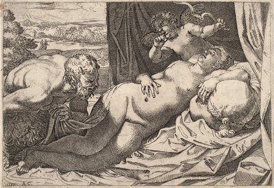Satyre et Nymphe - Agostino Carracci