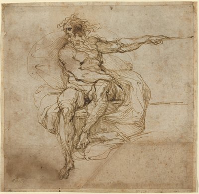 Nu masculin assis (recto) - Agostino Carracci
