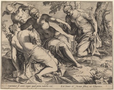 Mercure et les Trois Grâces - Agostino Carracci after Jacopo Tintoretto