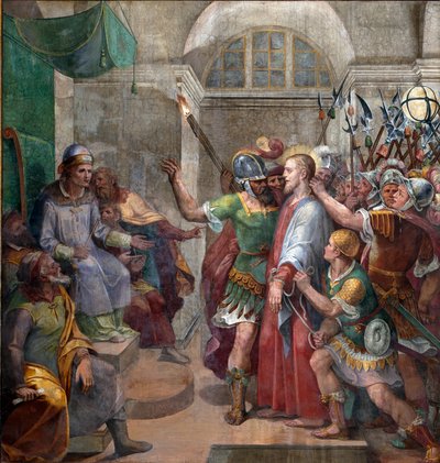 Passion : « Christ devant Ponce Pilate (Pontius Pilatius) » Fresque d