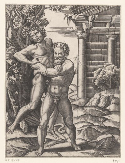 Hercule lutte avec Antée - Agostino Veneziano