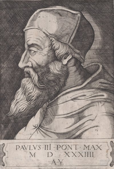 Le pape Paul III avec une calotte, vers 1514-36 - Agostino Veneziano
