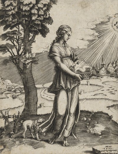 La Sibylle de Cumes, 1516 (gravure sur papier vergé) - Agostino Veneziano