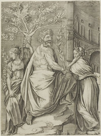 Homme Sous un Arbre de Laurier - Agostino dei Musi