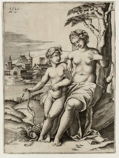 Vénus blessée par la flèche de Cupidon - Agostino dei Musi