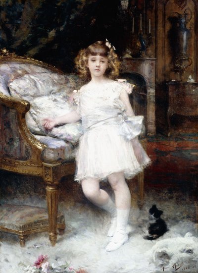Portrait de Janine Potin avec un chaton, 1904 - Aimé Nicolas Morot